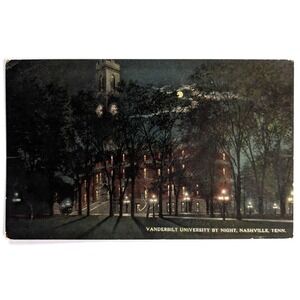 Vanderbilt University by Night Moon Lamps Nashville Tennessee c1910s Postcard G3